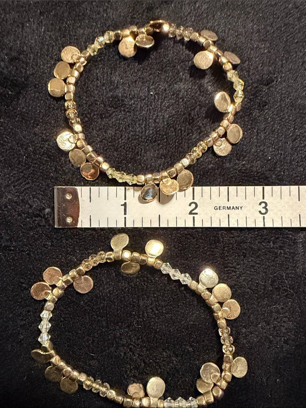 Artisan Gold Tone Disc Charm Crystal Beaded Bracelets Set of 2